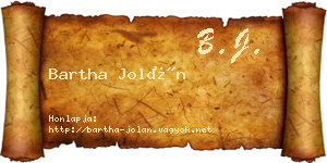 Bartha Jolán névjegykártya