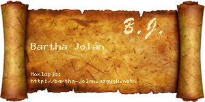 Bartha Jolán névjegykártya